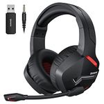 BINNUNE Wireless Gaming Headset with Microphone for PS5, PS4, PC, NS, Mac, 7.1 Crystal-Stereo Bluetooth Headphones, PS5 Headset Wireless 2.4GHz with Lossless Audio, 120 Hr Battery - Red