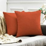 Adam Home Set of 4 Cotton Cushion Covers 45 x 45(18x18 inch) Square Solid Colour Sofa Cushion covers with Zip Closure for Office,Car,Couch,Living Room,Bedroom Décor (Pack of 4, Rust)