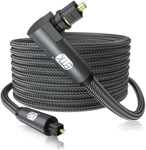 EMK 90 Degree Toslink Optical Cable 360 Degree Free-Rotating Plug Fiber Optic Cable S/PDIF Toslink Male to Male for Home Theater, Sound Bar, TV, PS4, Xbox,Grey (50ft/15m)