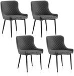 TUKAILAi Grey Dining Chairs Set of 4 Faux Leather Upholstery Leisure Kitchen Chairs Tub Chairs with Padded Seat and Metal Legs Dining Living Room Lounge Reception Restaurant Furniture
