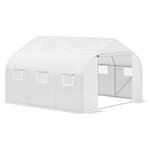 Outsunny 11.5' x 10' x 6.5' Portable Walk-in Tunnel Greenhouse, Garden Plant Growing Warm House, Outdoor Seed Flower Vegetable Growth Tent, White