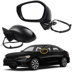 Dasbecan Driver Left Side Mirror Compatible with 2022-2025 Honda Civic With Power Glass, Manual Folding, Match to Crystal Black Pearl Replaces# HO1320350 76208T20A01 (3Pins)