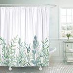 Jasion Green Eucalyptus Leaf Watercolor Floral Plant Pattern Spring Botanical Shower Curtain Set Waterproof Fabric Bathroom Curtains Home Bath Decor with 12 Hooks 72 X 72 Inches