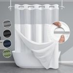 EUTXL White No Hook Shower Curtain 