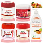 Lilium Fruit Facial Kit With Papaya Cleansing Milk, 2500 GM | Soothing Moisturized & Balanced Skin | Reduce Dark Spots, Acne with Fruit Extract & Gives Healthy and Glowing skin | For Men and Women