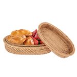 QLoztyse Bread Baskets for Serving - Large Bread Warmer Basket for Table Dinner Rolls Cracker and Snack Wicker Fruit Woven Basket Organizer for Kitchen Set of 3