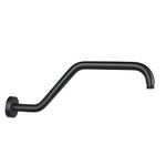KAPHOME S Shape Shower Arm with Flange,High Rise Shower Head Extension Arm,Stainless Steel 15.5 Inch Shower Arm Extension,Matte Black,9Z3MK