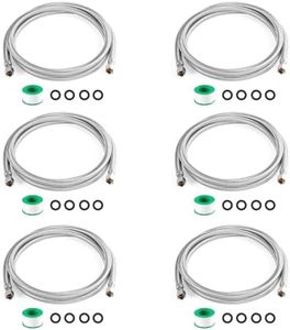 KEOKLE Refrigerator Water Line 6ft 6 Pack ¼"by¼"Stainless Steel Braided
