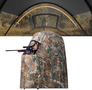 Lenotos Lightweight 1-Person Hunting Blind - Portable, Ultra-Compact with See-Through Ground Blind & Chair, Instant Setup