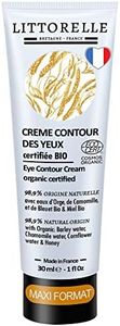 Crème Contour des Yeux Maxi Format 30 ml- Made in France - Certifiée Bio - 99% Origine Naturelle à l’eau d’Orge, Bleuet et Camomille Bio – Soin Yeux Anti Cernes, Poches, Anti Rides