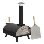 Dellonda Portable Wood-Fired 14" Pizza Oven and Smoking Oven, Black/Stainless Steel - DG10