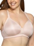 Vanity Fair Women's Full Figure Wireless Bra, Extended Side & Back Smoothing, Lightly Lined Cups Up to DDD, Quartz, 44C