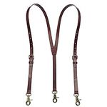 Black/Brown/Tan Men's Vintage Genuine Leather Adjustable Suspenders Braces Belt With Hooks Loop, Tan, Large