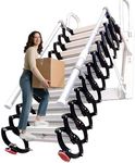 12ft Attic Ladder Pull Down System,13-Step Loft Ladder Wall Mounted Pull Down Attic Stairs,1323lbs Capacity Foldable Loft Stairs with Armrests 13Steps