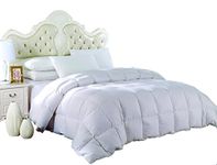 Royal Hotel's Oversized Queen Size Light Down-Comforter 650-Fill-Power 100% Cotton Shell 300TC - Stripe White