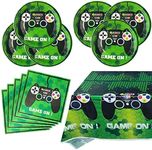 Video Games Party Tableware Supplies Set Including 20 pcs Plates, Table Cover and 20 pcs Napkins, Video Games Theme Party Baby Shower Birthday Decorations