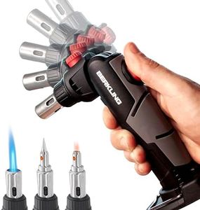 Berkling BSG-2000 Cordless Butane Soldering Torch Kit, 5-Way Adjustable Head, Multi-Functional Soldering | Heat Gun | Blow Torch, 90 Mins Runtime,12 Attachments & Sturdy Carrying Case (BLACK)