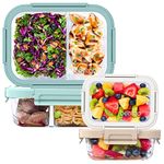 Bentgo Glass Leak-Proof Meal Prep Set - 8-Piece Lunch & Snack 1 & 2-Compartment Glass Food Containers with Glass Lids - Reusable, BPA-Free, Microwave, Freezer, Oven & Dishwasher Safe (Coastal)