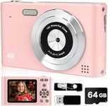 2025 Digital Camera, Kids Camera1080P, Vlog Camera with 64GB Card, Lanyard, 16X Zoom Anti Shake, Card Reader, 44MP Compact Portable Small Point Shoot Camera Gift for Kid Student Children Teen Girl Boy