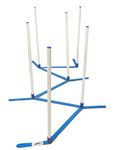 Cool Runners Agility Weave Poles Adjustable 6 Pole Set with Carrying Case and Grass Stakes, Blue/Yellow, 1 Count (Pack of 1)