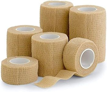 6 Pack, Self Adherent Cohesive Tape - 1" 2" 3" x 5 Yards Combo Pack, (Light Tan Shade) Self Adhesive Bandage Rolls & Sports Athletic Wrap for Ankle, Wrist, Sprains and Swelling - FDA Approved