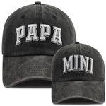 2PCS Papa and Mini Baseball Cap for Dad Child, Adjustable Cotton Father Son Daughter Matching Outfits Hat, Embroidered Black, One Size