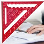 12 Inch Carpenters Square, Aluminum Alloy Triangle Ruler,Suitable for Woodworking Craft Manufacturing,Decoration Ddesign, Industrial Dawing and Tools for DIY Enthusiasts (Red)
