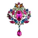 Merdia Crystal Brooch for Women, Shiny Flower Teardrop Brooch Pin - Blue, Cubic Zirconia, Glass, Vintage Style, APPAREL_PIN