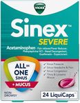 Vicks Sinex SEVERE, All-In-One Sinus + Mucus Relief, Non-Drowsy, Loosens Mucus, Maximum Strength Relief of Pain, Pressure, Congestion, & Headache Relief, 24 LiquiCaps