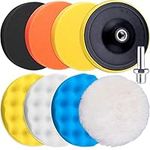 SIQUK 9 Pieces Car Polishing Pad Kit 5 Inch Buffing Pads Foam Polish Pads Car Polisher Attachment for Drill