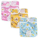 Eyein 3 Pack Reusable Dog Nappies female, Machine Washable Dog Period Pants, Sanitary Dog Diapers with Adjustable Buttons, Highly Absorbent Dog Heat Pants for Leak Proof Protection, Small