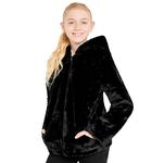 Girls Coat - Fluffy Hooded Zip Up Coat for Kids and Teenagers - Sizes 7-14 Years Cosy Stylish Winter Coat Outwear - Gifts for Girls (Black, 13-14 Years)