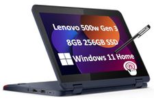 Lenovo 500w Gen 3 2-in-1 Laptop (11.6" Touchscreen, Intel Pentium N6000, 8GB RAM, 256GB SSD) Ruggedized & Water Resistant for Student & School, Webcam, Wi-Fi, IST Pen, Win 11 Home, Blue, 2024