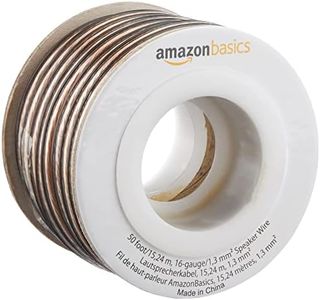 Amazon Basics Cable para altavoz de calibre 16 (50 Feet, 15.24 m, 1.3 mm), Transparente