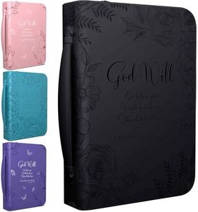 DEHITE Bible Cover Case for Women - Leather Bible Cases for Girls - Carrying Bag for Woman - Pen Slots – Zippered Pocket – Premium Faux Leather Holder - Christian Floral Accessories - Extra Large Size