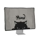 kwmobile Computer Monitor Cover Compatible with 31-32" monitor - Meow Cat Grey/Black
