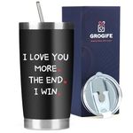 Grogife Gifts for Him Boyfriend Husband Anniversary - Funny I Love You Gifts for Him Boyfriend, Birthday Day Gifts for Boyfriend Husband Fiance Romantic, Love You More Tumbler & Travel Mug 600ml