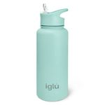 iglu Reusable Water Bottles | Premium Double Walled Stainless Steel | 1L Vacuum Insulated | 24 Hours Cold & 12 Hours Hot | Sweatproof & BPA Free | Great His & Her Eco-Friendly Gift (Ocean Teal, 1L)