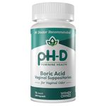 pH-D Feminine Health Support, Boric Acid Vaginal Suppositories, Bottle of 72 (600 mg)