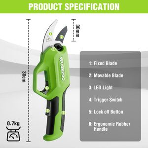 WORKPRO 7.2V Electric Pruning Shears – Cordless Garden Cutter