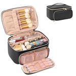 Travel Makeup Bag, Portable Cosmetic Bag with Makeup Brush Organiser Large Capacity Make up Case Water-Resistant Toiletry Bag for Women Travel Essentials, Large