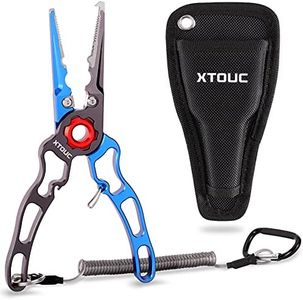 XTOUC Fishing Pliers,Titanium Alloy Clamp Head Fishing Gear,Saltwater Resistant Fishing Tools,Hook Remover Braid Line Cutting and Split Ring Pliers,with Sheath and Lanyard (Blue&Gray)