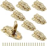 Zorfeter 8Pcs Retro Gold Style Duckbilled Hasp Clasp Latch Lock Box Toggle Latch with Padlock Hole for Jewelry Box Cabinet Toolbox Vintage Suitcases (with Screws)