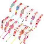 Thinp 12 Pieces Colorful Kids Bracelet Adjustable Cute Animal Cat Charm Bracelet Friendship Braided Inspirational Bracelets for Grls Women Men Jewelry Party Accessories