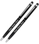 CrownLit Personalised Ballpoint Pen with Stylus, Pack of 2, Ink: Blue