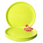 Incrizma Polypropylene Microwave Safe Break Resistant Dinner Plates, 6 Pieces, (Lime Green, Round)