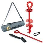 ROYAL PAW Dog Tie Out Stake - for Large Dogs up to 210 lbs - Heavy Duty Dog Stake for Yard, Park & Camping Outside - Best in Ground Anchor for a Dog Cable and Leash (R1-Crimson Red, Medium/Large/XL)