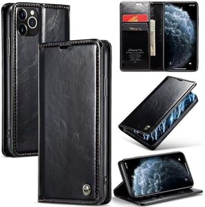 ELEPIK for iPhone 11 Pro Max Case with Card Holder, Kickstand [2 Card Holder + 1 Cash Slot] [for Women & Men] [Durable PU Leather] Magnetic Wallet Phone Cover for iPhone 11 Pro Max, Luxury Black