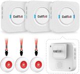 CallToU Caregiver Pager Elderly Alert Call Button for Seniors Smart Patient Call Bell Wireless Emergency Button System Adult Monitors at Home 3 Plugin Receivers 3 Waterproof Portable Transmitters
