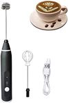 USB Rechargeable Milk Frother Handheld Multi-functional Electric Foam Maker with 2 Stainless Whisks,Handheld Frother Mini 3-Speed Adjustable Mini Milk Foamer for Blending Bulletproof Coffee,Cappuccino